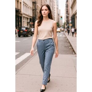 Talbots Women's Size 12 Petite Blue Curvy Straight Career Pant Zip‎ Fly Pockets